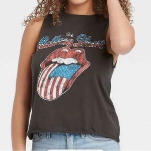 The Rolling Stones American Flag logo sleeveless cropped muscle tank size medium